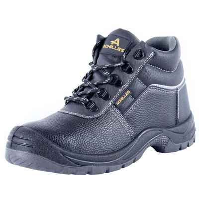 Chaussures de travail de sécurité noires en cuir authentique de taille moyenne chaussures synthétiques pour hommes