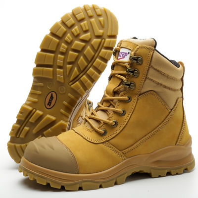 acheter Chaussures de travail de construction en acier à orteils de haute coupe Chaussures en cuir véritable pour travaux lourds online manufacture