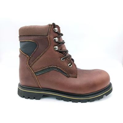 acheter Bottes à chapeau en acier à haut sommet Bottes en cuir de vache brun pour hommes online manufacture