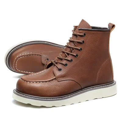 acheter Bottes de travail à la mode en acier à orteils résistantes au glissement Bottes en cuir unisexe online manufacture