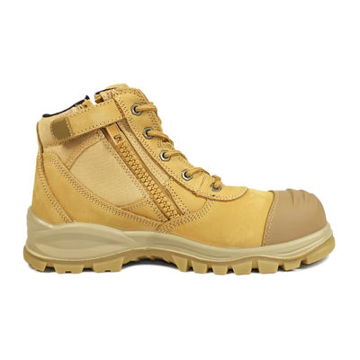 acheter Nubuck cuir fermeture à glissière côté dentelle jusqu'à anti-déroute TPU semelle extérieure en acier orteil chaussures de randonnée online manufacture