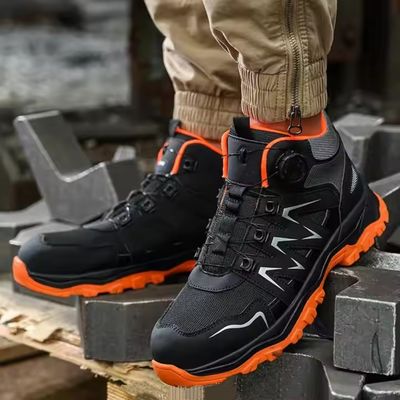 acheter Bottes de sécurité en microfibre orange pour hommes, pieds en acier, semelle intermédiaire en kevlar, bottes de travail anti-écrasement online manufacture