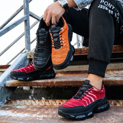acheter Chaussures de sécurité à semelle de Kevlar à coussin d'air pour les travailleurs industriels en orange rouge noir online manufacture