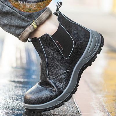 acheter Bottes de travail à semelle de bœuf en cuir en microfibre et orteils en acier online manufacture