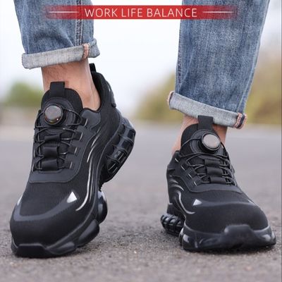 acheter Chaussures de sécurité industrielles Noir en tricot volant Chaussures de travail BOA Bouton Chaussures de sécurité TPU Chaussures de travail Midsole Kevlar online manufacture