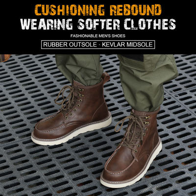 acheter Chaussures de travail en caoutchouc à semelle moyenne en kevlar en cuir de vache brun pour des caractéristiques de sécurité supérieures online manufacture