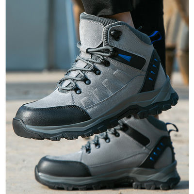 acheter Chaussures de sécurité de soudure mi-hautes avec logo personnalisé et bottes de travail en daim gris online manufacture