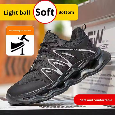 acheter Chaussures de sécurité en cuir microfibre respirant avec mesh, semelle anti-perforation en Kevlar, embout en acier et semelle en EVA, de couleur noire online manufacture