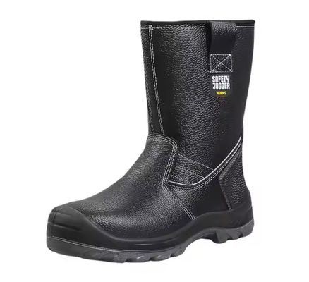 acheter OEM High Top Genuine Leather Work Shoes Steel Plate Safety Boots Genuine Leather Security Work Boots Pu Injection Sole online manufacture