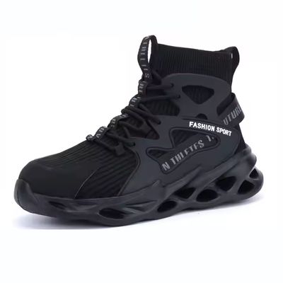 acheter OEM Black TPU+Flying Knit Safety Boots Security Work Boots Steel Toe Kevlar Safety Shoes EVA Sole Work Shoes online manufacture