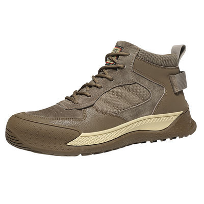 acheter Beige Suede Industrial Safety Shoes Khaki Anti-smashing Steel Toe Work Shoes Bulletproof Kevlar Mid Sole Rubber Sole online manufacture