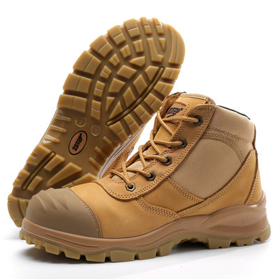 Chaussures de sécurité de construction de taille moyenne en cuir authentique chaussures de sécurité coûteuses pour le travail lourd
