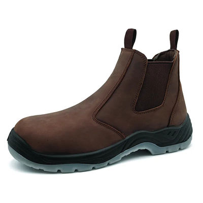 Chaussures de travail en acier brun hommes glisser sur le travail chaussure anti-ponture