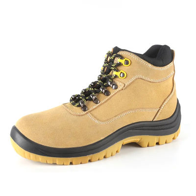 Chaussures de sécurité industrielles jaunes Nubuck cuir acier orteil bois chaussures de sécurité anti statique