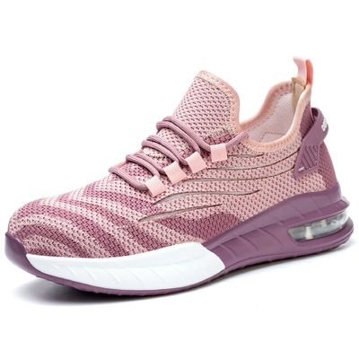 Chaussures de bureau en acier rose pour les orteils chaussures de sport antidérapantes pour femmes
