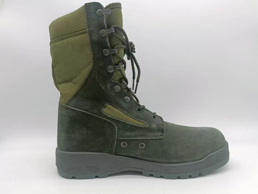 Chaussures de sécurité tactiques vert haut en suède en cuir respirant