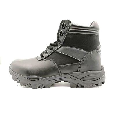 Bottes de combat à orteils ronds noirs et à semelle en acier