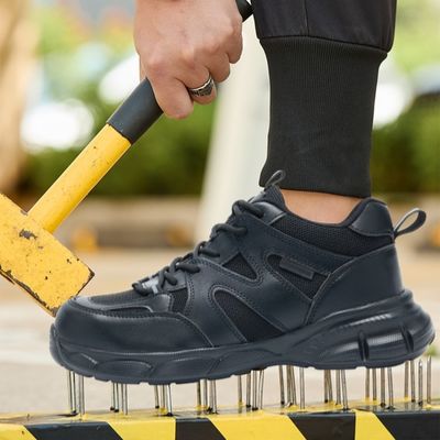 Sécurité industrielle chaussures de travail en tricot volant et en microfibre avec orteil en acier pour les travailleurs unisexes