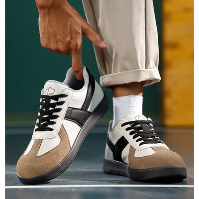 Chaussures de travail en suède en microfibre pour la sécurité industrielle en beige noir et brun