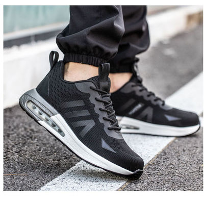 Chaussures de sécurité industrielle avec semelle à coussin d'air et design de tricot noir volant