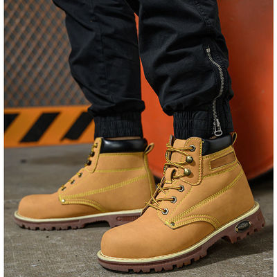 Chaussures de sécurité en cuir jaune en microfibre, soule tendineuse de bœuf, chaussures de travail pour hommes