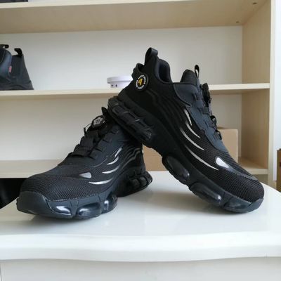 BOA bouton tournant chaussures de travail volant tricoté chaussures de travail confortables chaussures de sécurité Kevlar semelle moyenne en acier pouce PU semelle