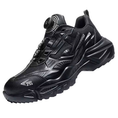 Chaussures de sécurité industrielles avec bouton rotatif BOA, chaussures de travail, semelle en EVA, chaussures en tricot volant en TPU, semelle intermédiaire en Kevlar, anti-crevaison, embout en acier anti-écrasement