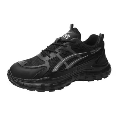 Chaussures de travail anti-écrasement en acier à orteils avec Kevlar semelle moyenne et PU respirant volant tricoté supérieur