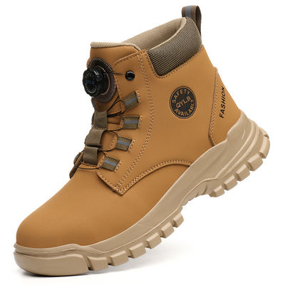 Bottes de travail de sécurité de blé Bottes de sécurité en cuir en microfibre avec une semelle intermédiaire en Kevlar et une semelle en EVA