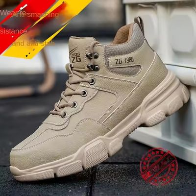 Soles intermédiaires en kévlar, chaussures de travail de sécurité en cuir en microfibre pour hommes, avec orteil en acier et semelle en EVA