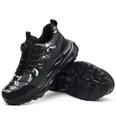 Chaussures de travail à bouton rotatif BOA noir, chaussures de sécurité en TPU tricoté volant, semelle en Kevlar anti-crevaison et EVA