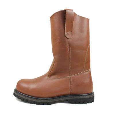 Bottes de travail unisexes en cuir de vache, chaussures de sécurité de Construction, chaussures de travail à semelle intermédiaire en Kevlar avec semelle en PU, bottes de sécurité montantes pour hommes